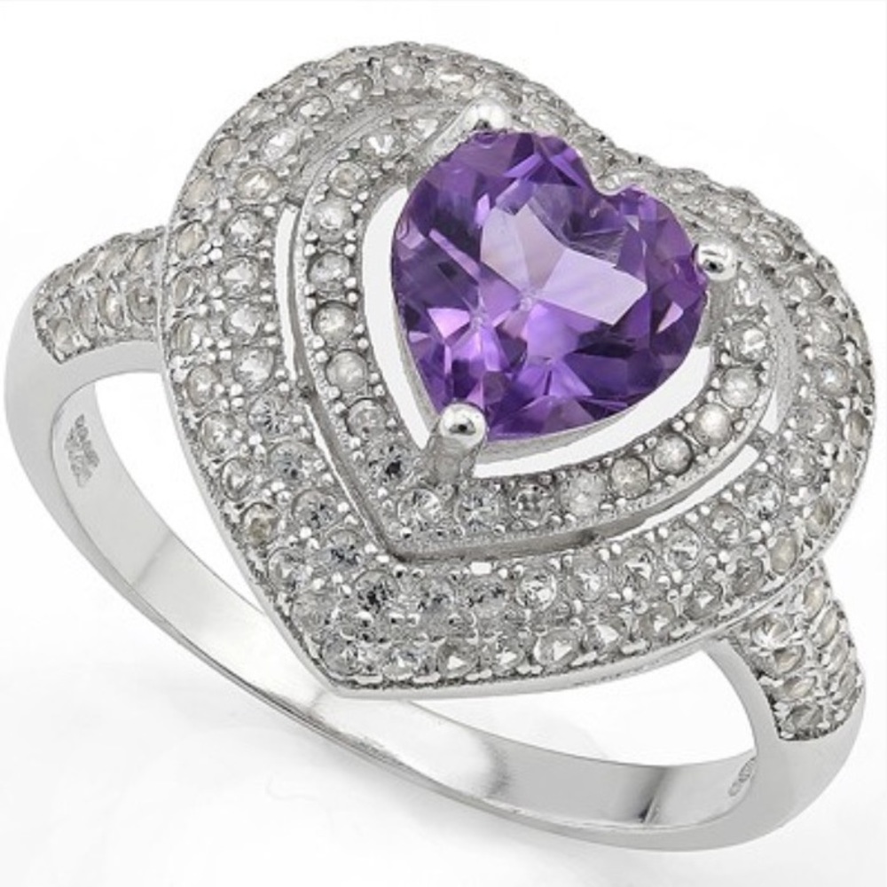 Huge Purple Amethyst, and White Sapphire,diamond ring
